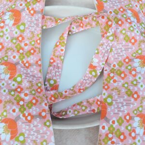 Joli sac à tarte en coton Oeko Tex rose motifs fleuris.