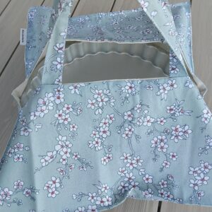 Sac à tarte en coton Oeko Tex bleu motifs japonisants.
