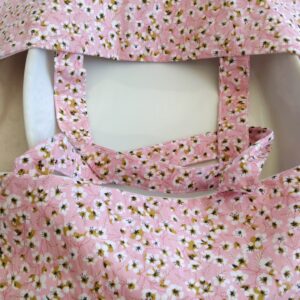 Sac à tarte en coton Oeko Tex motifs fleuris rose.