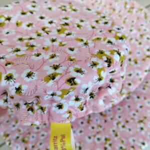 Couvercles écologiques réutilisables en coton Oeko Tex motifs fleuris rose.