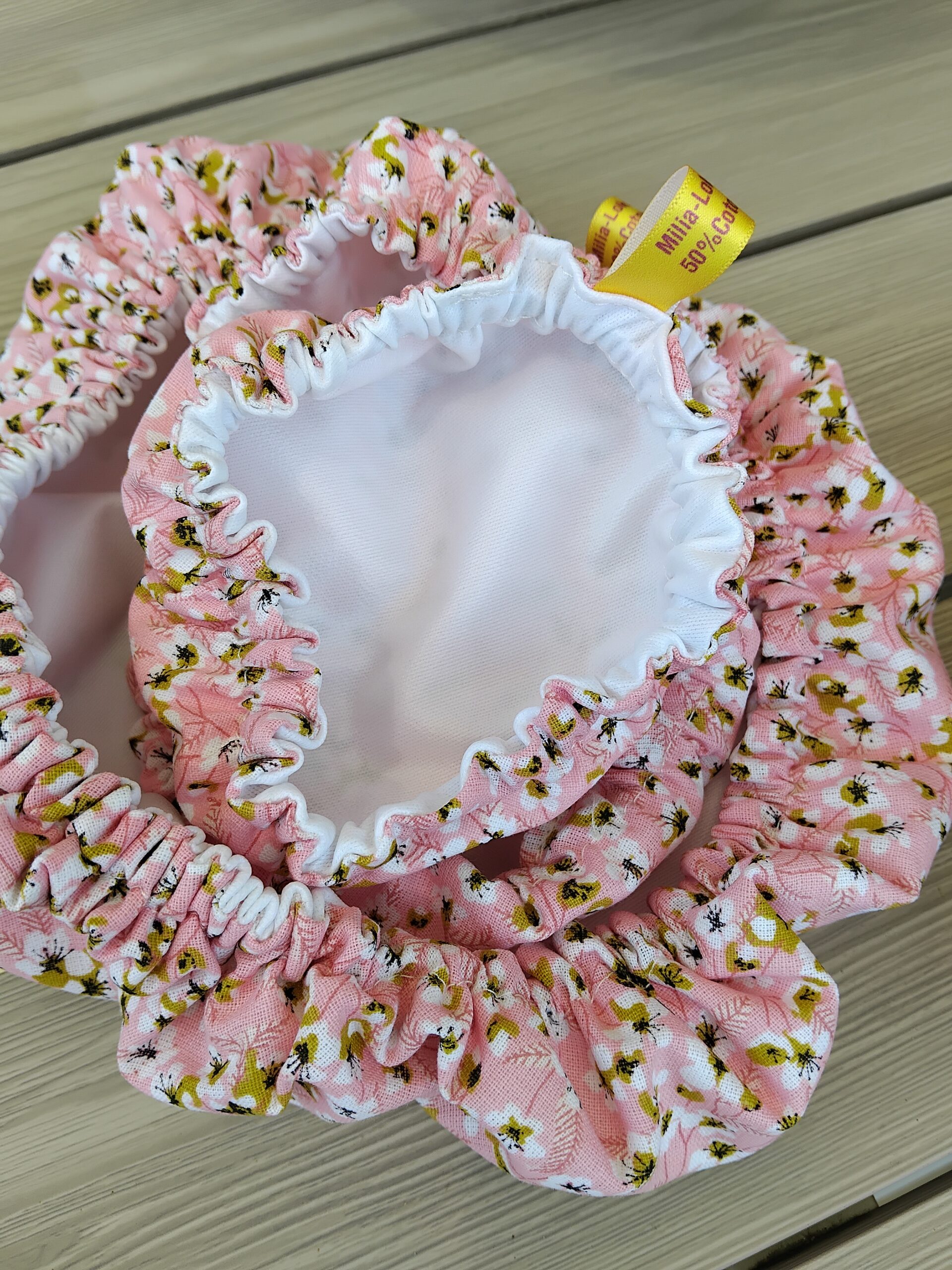 Couvercles écologiques réutilisables en coton Oeko Tex motifs fleuris rose. – Image 3